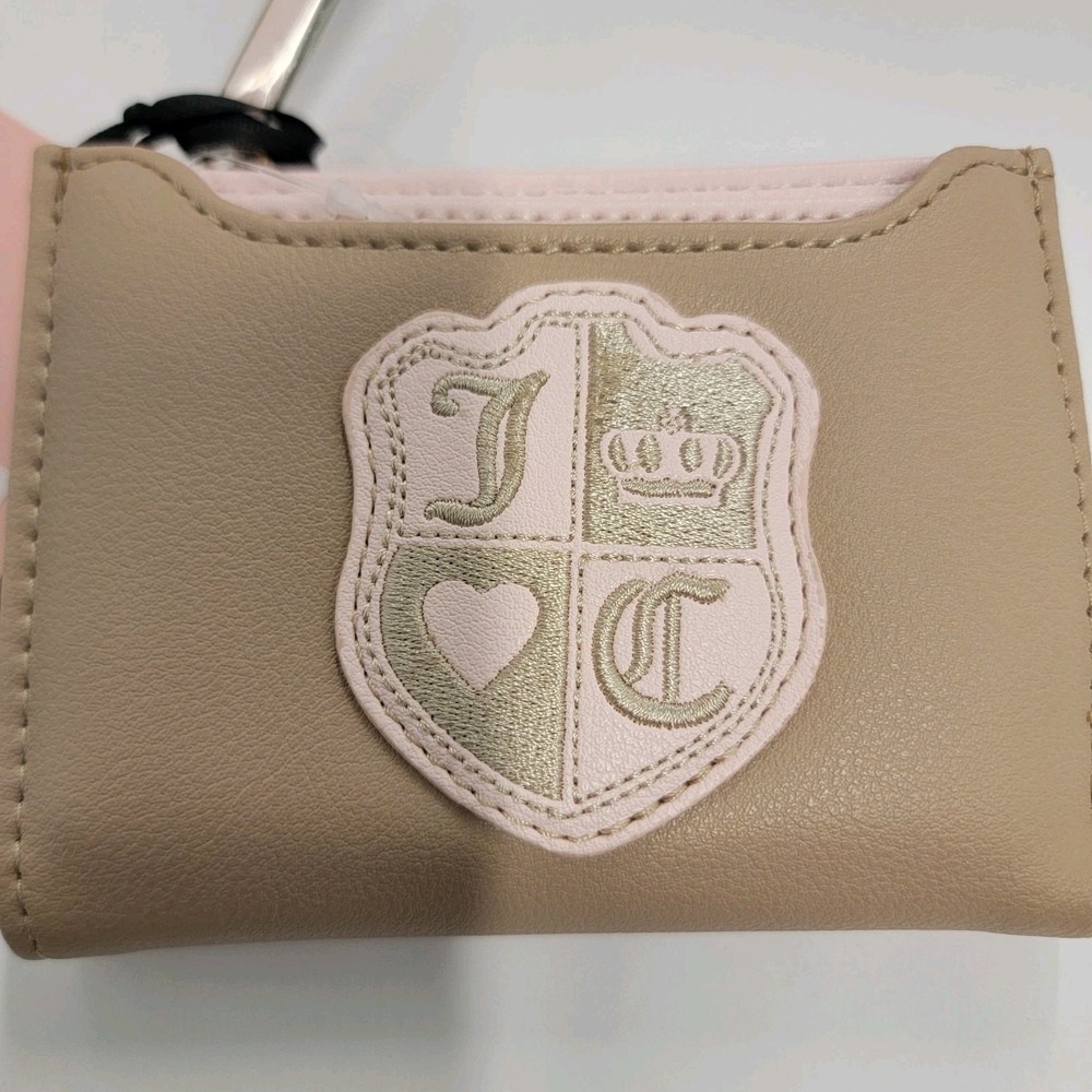 NEW JUICY COUTURE Tan Pink Cafe Queen Of Everything Bifold W Pullout Case Wallet